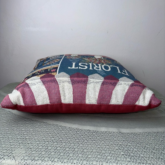Small Tapestry Flower Shop Florist Floral‎ Design Decorative Throw Pillow 11x11 - Picture 6 of 9
